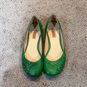 Miz Mooz Vibrant Green Leather Flats